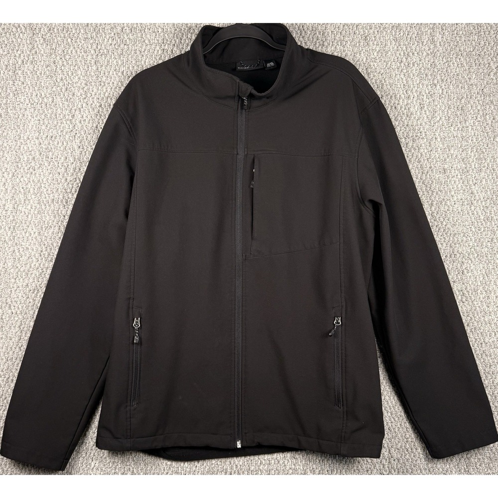 Vintage SwissTech Soft‎ Shell Jacket XL Black Y2K Tactical Full Zip